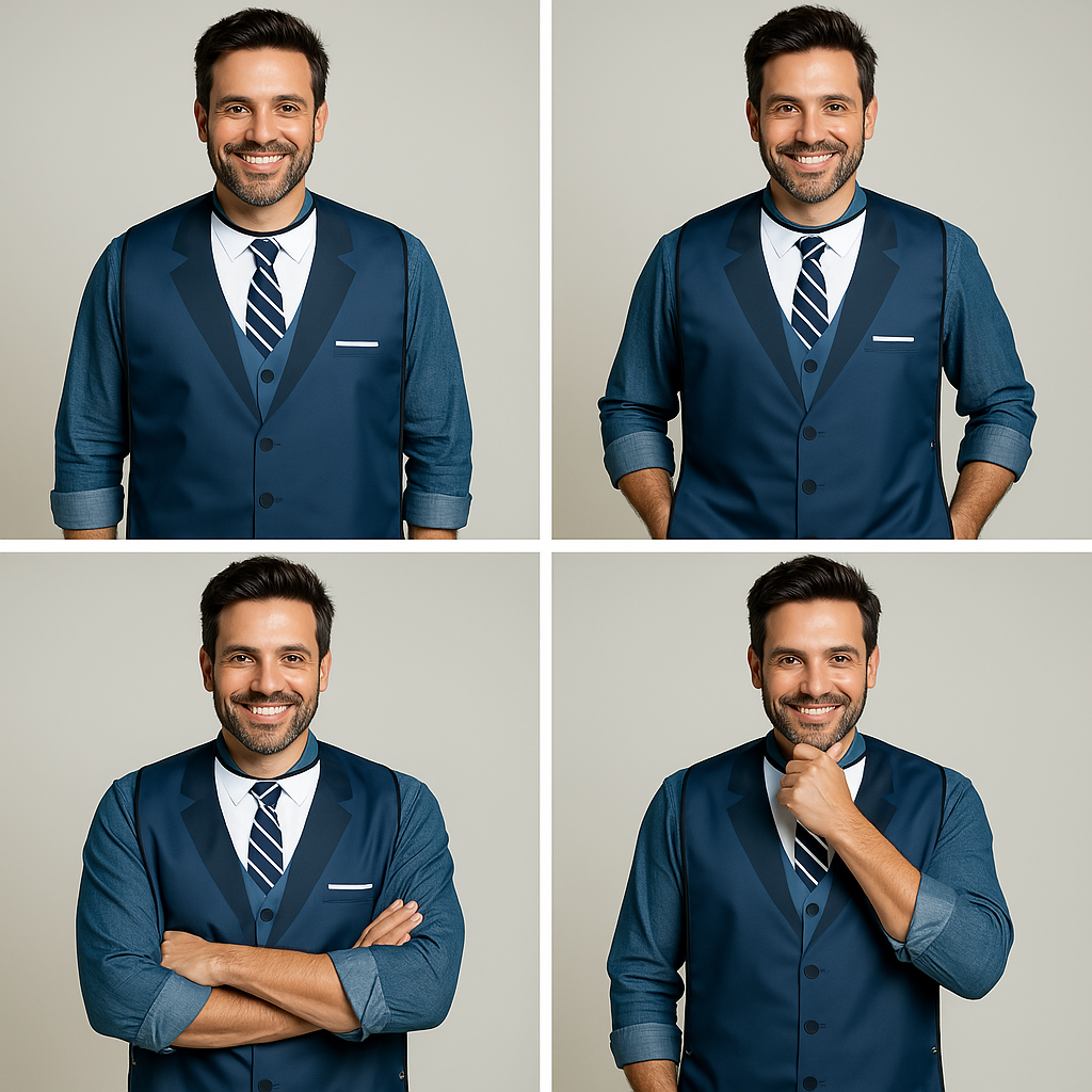 Mann mit Krawatten-Set und Schlabberlatz